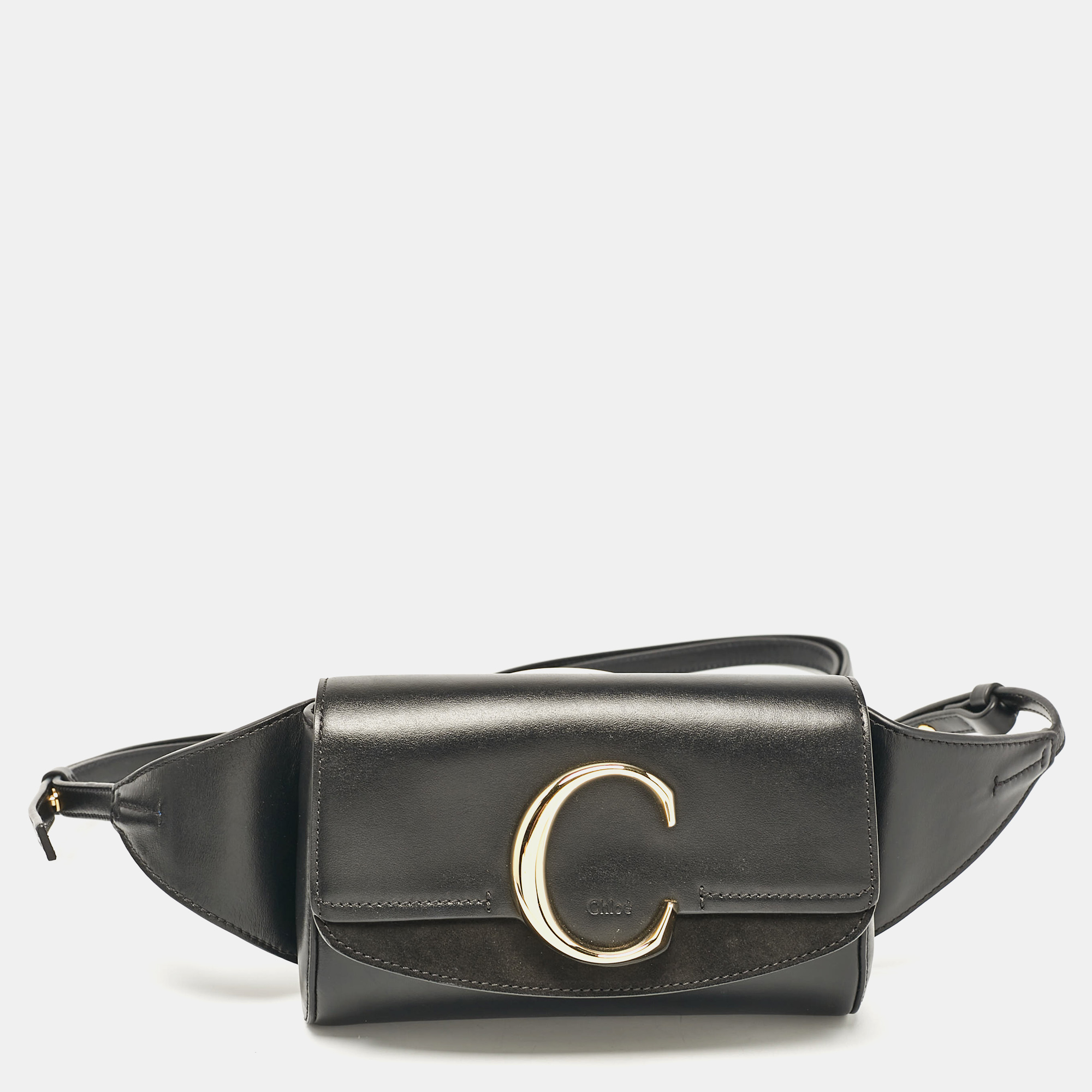 

Chloe Black Leather and Suede C Belt Bag