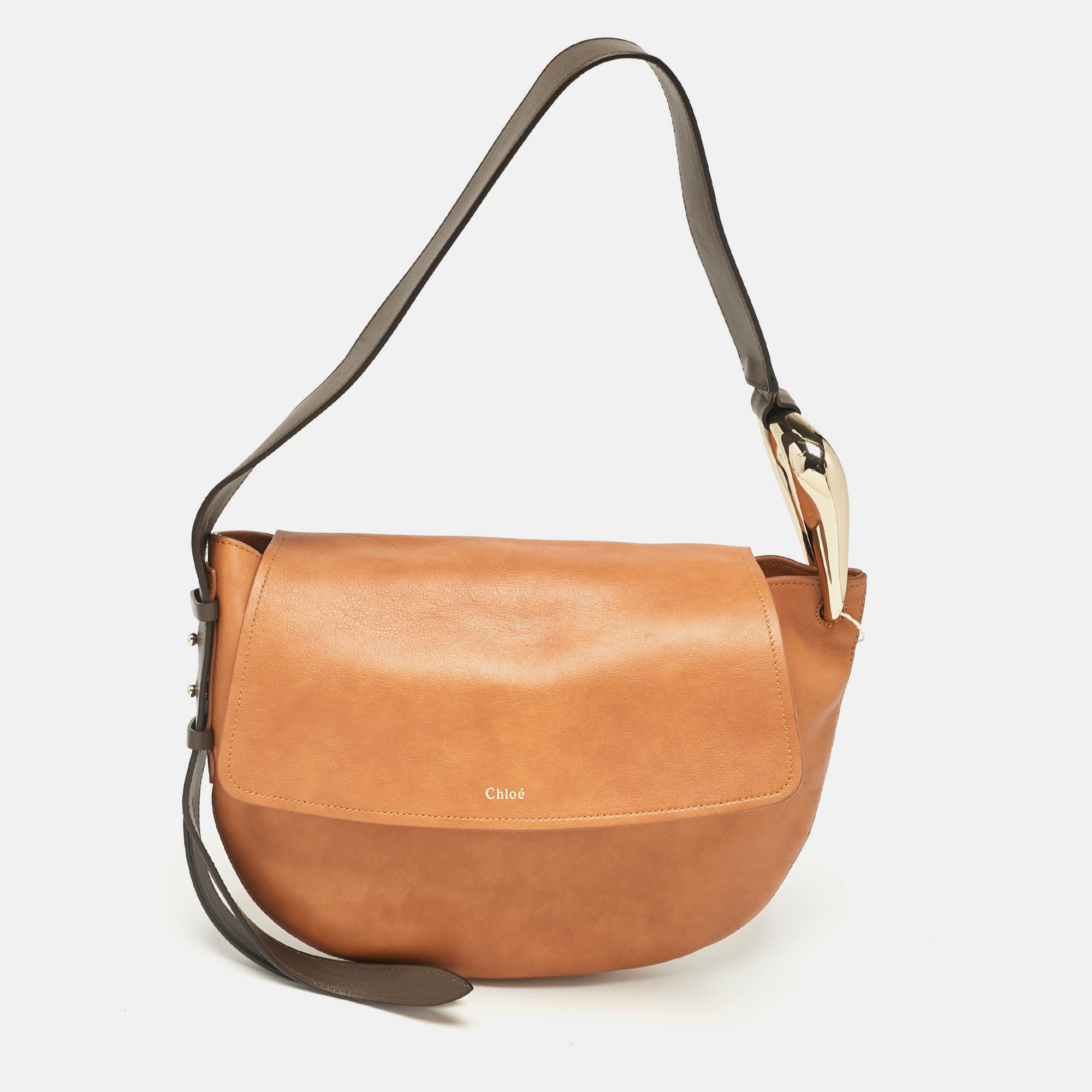 Pre-owned Chloé Brown Leather Kiss Hobo