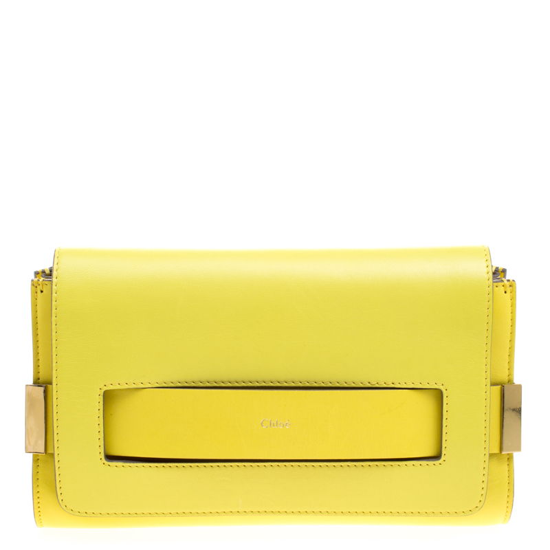 Chloe Yellow Leather Small Elle Clutch