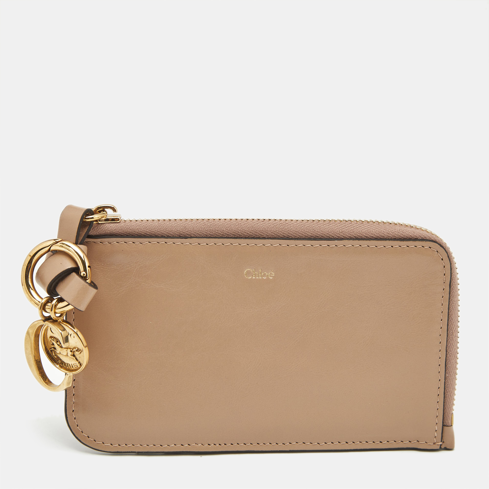 

Chloé Beige Leather Alphabet Zip Card Holder