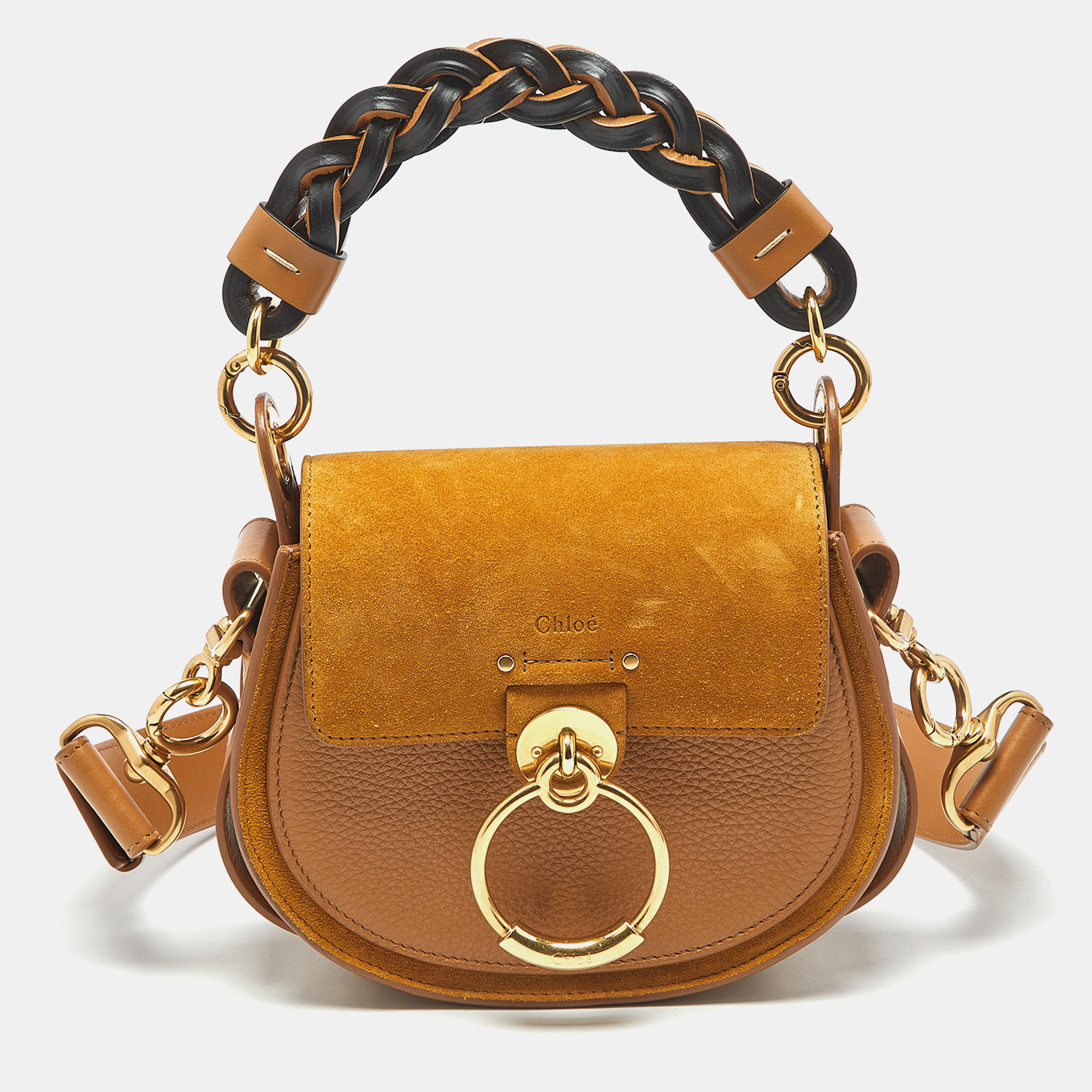 

Chloé Brown/Tan Leather and Suede Small Tess Crossbody Bag