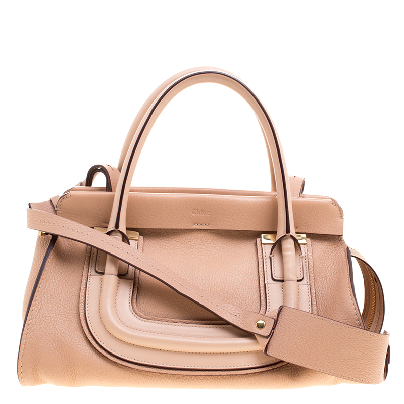 Pre Owned Chloe Beige Leather Medium Everston Satchel