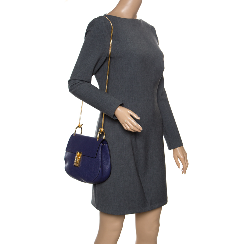 

Chloe Storm Blue Leather Medium Drew Shoulder Bag