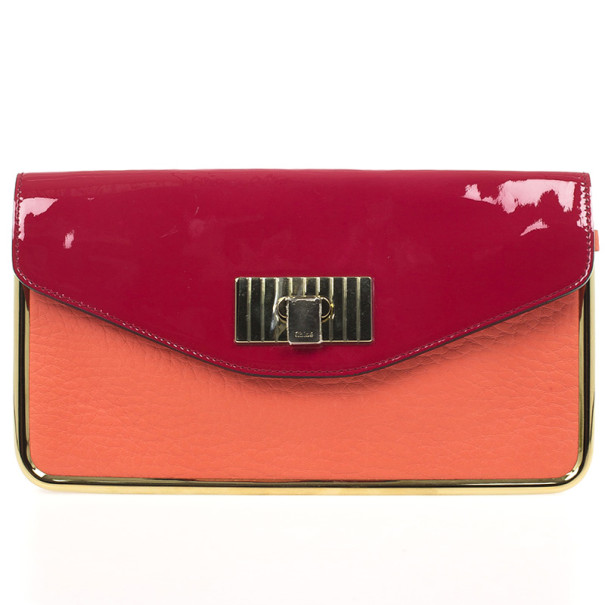 Chloe Textured and Patent Leather Sally Clutch