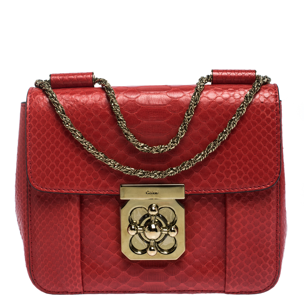 Chloe Red Python Small Elsie Shoulder Bag Chloe | The Luxury Closet