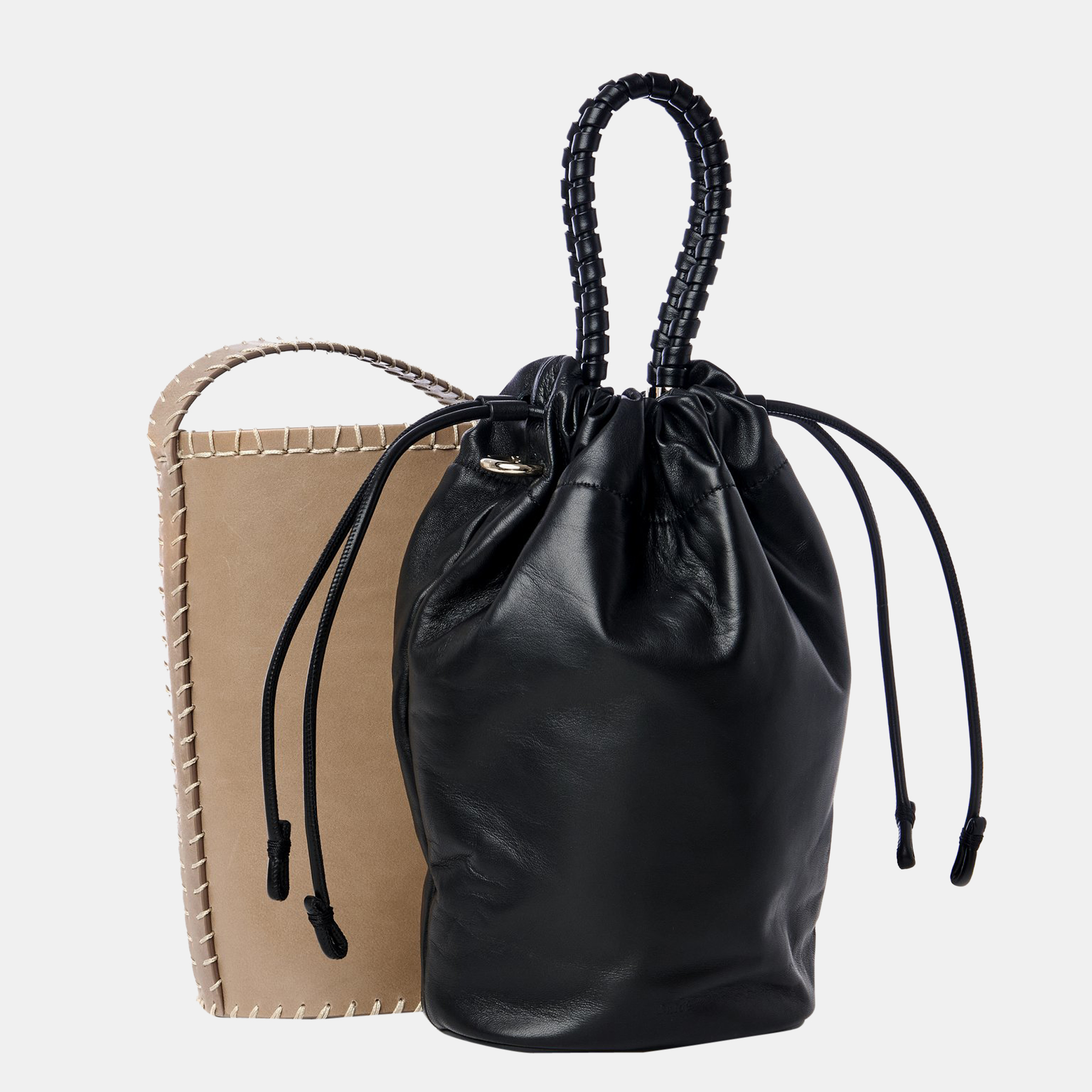Pre-owned Chloé Brown & Black - Leather - Medium Bucket Shoulder Bag