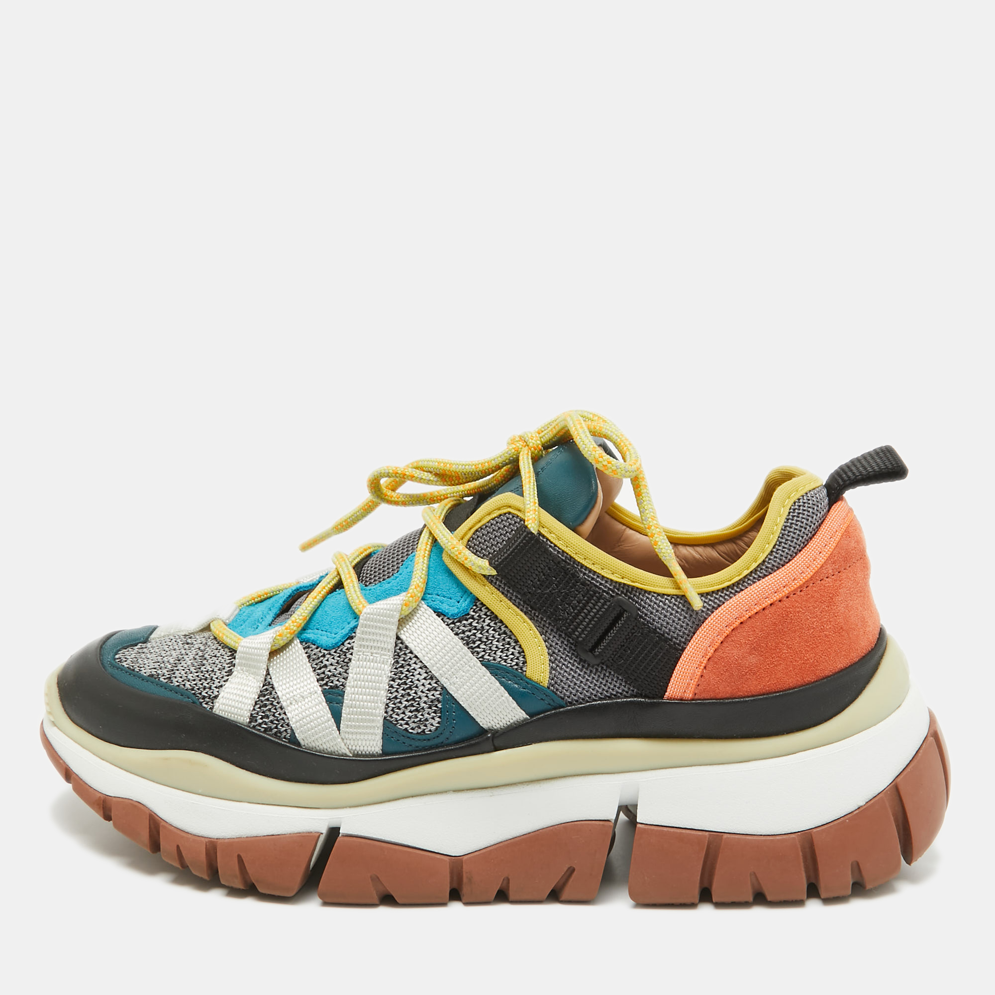 

Chloe Multicolor Canvas and Suede Lace Up Sneakers Size