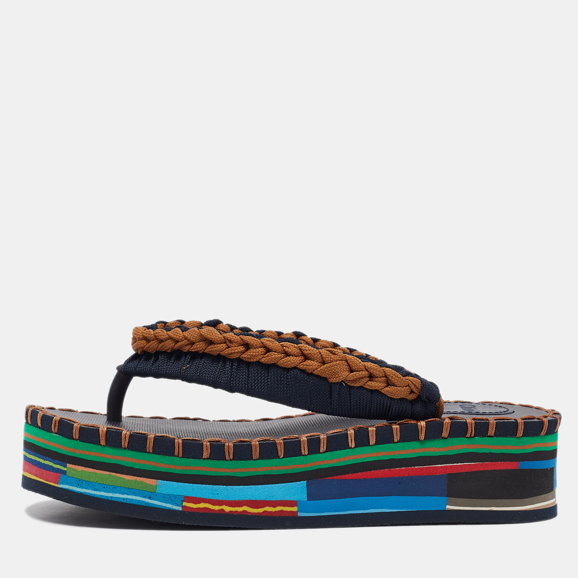 

Chloé Multicolor Fabric and Rubber Thong Sandals Size