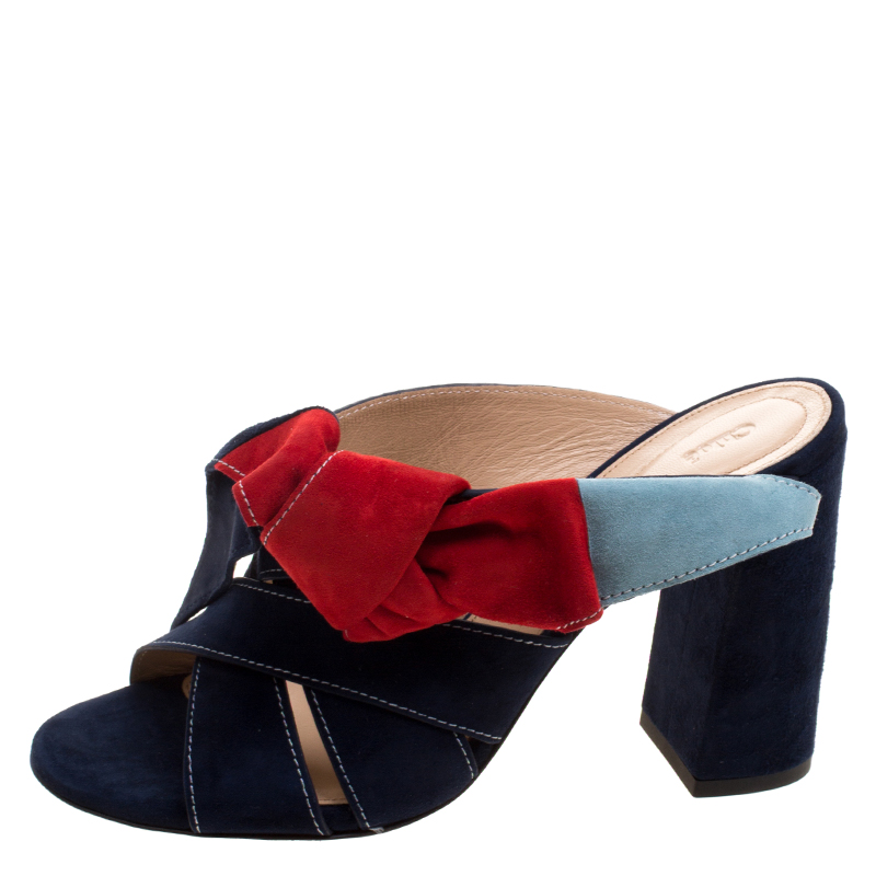 

Chloe Navy Blue Suede Nellie Bow Mules Size