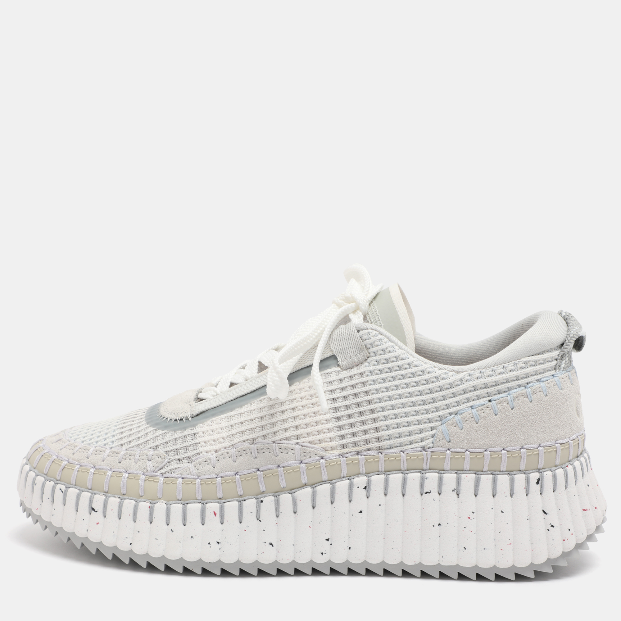 

Chloé Nama Size  Grey Knit Fabric and Suede Low Top Sneakers