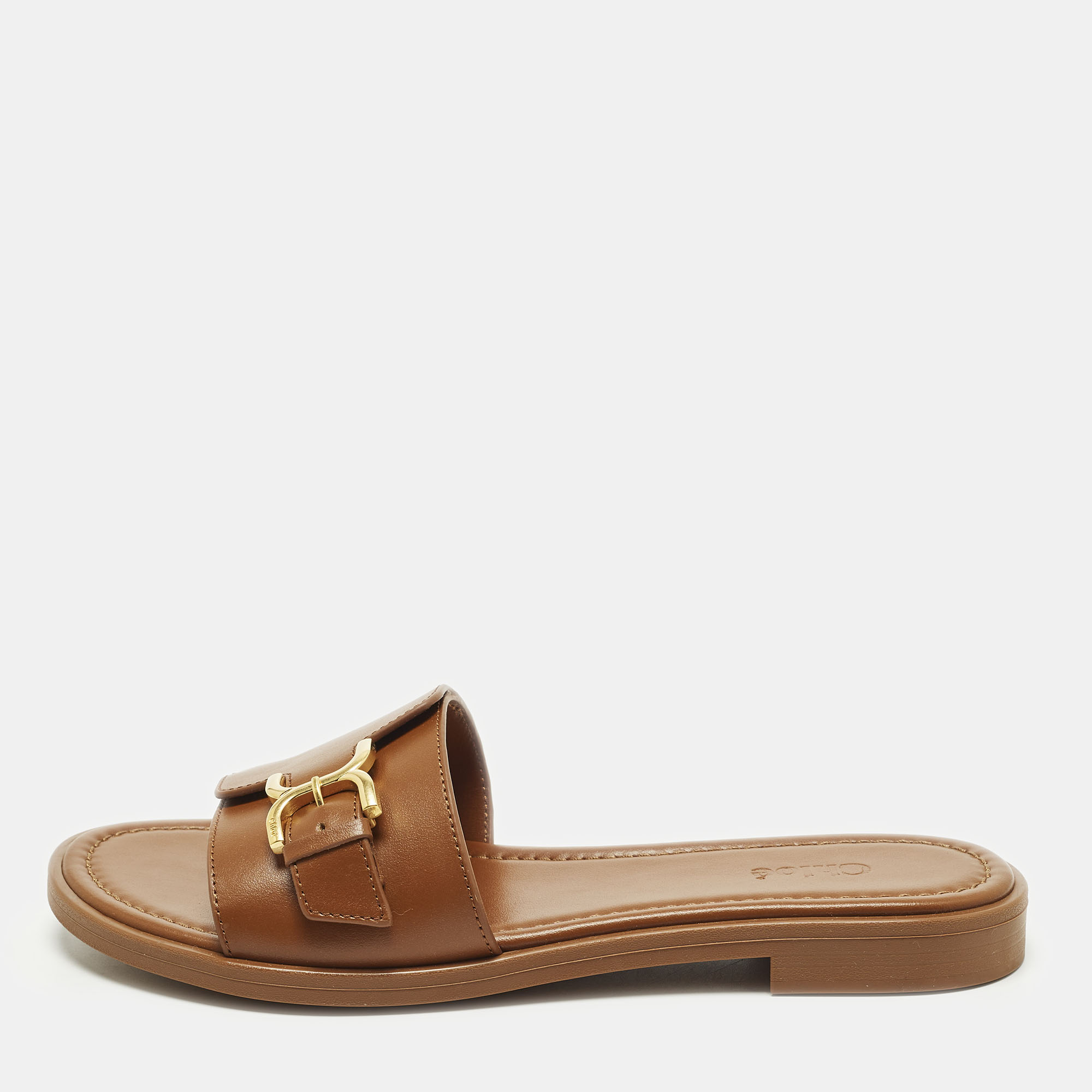 

Chloe Marcie Size  Brown Leather Flat Slides