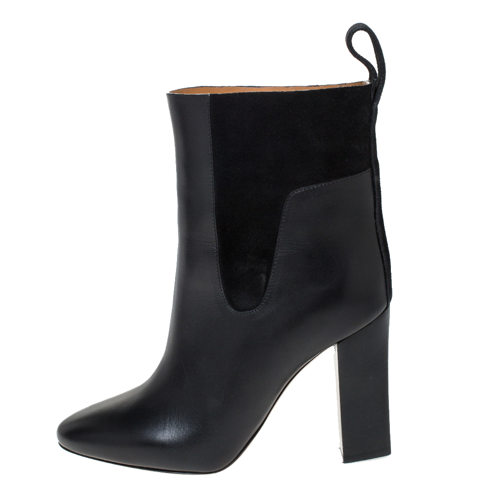 

Chloe Black Leather Block Heel Ankle Boots Size