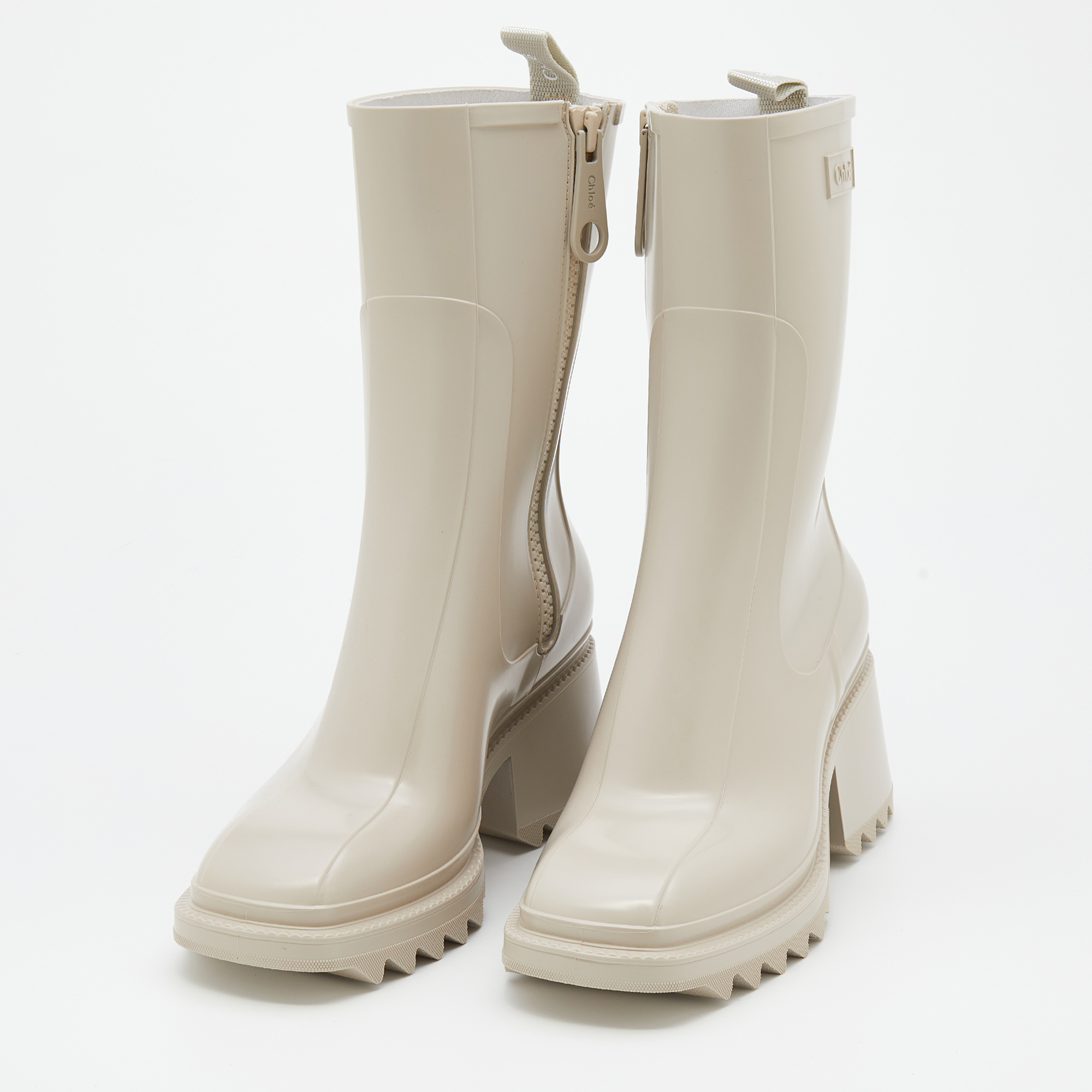 

Chloe Nomad Beige Rubber Betty Rain Boots Size