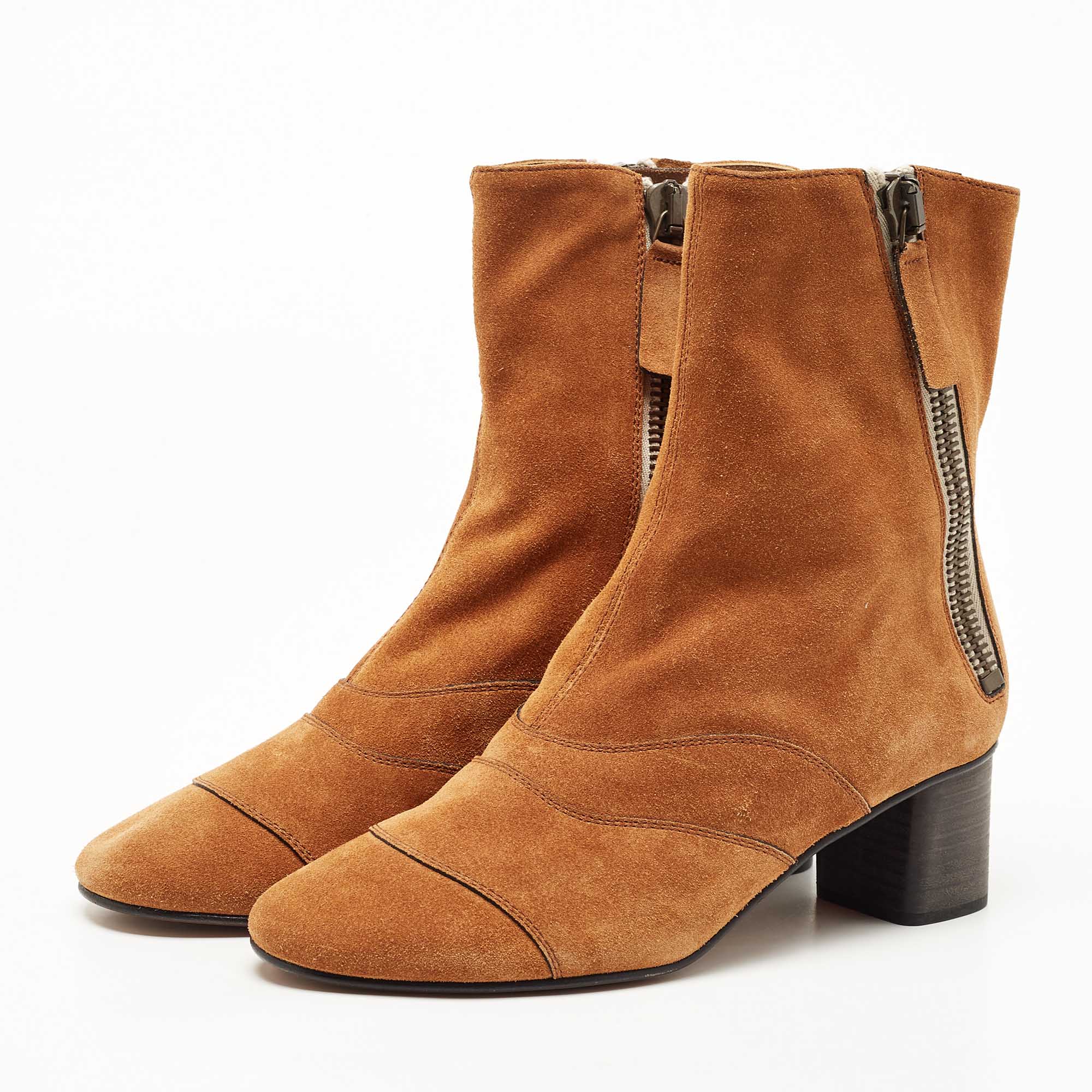 

Chloe Brown Suede Ankle Length Booties Size