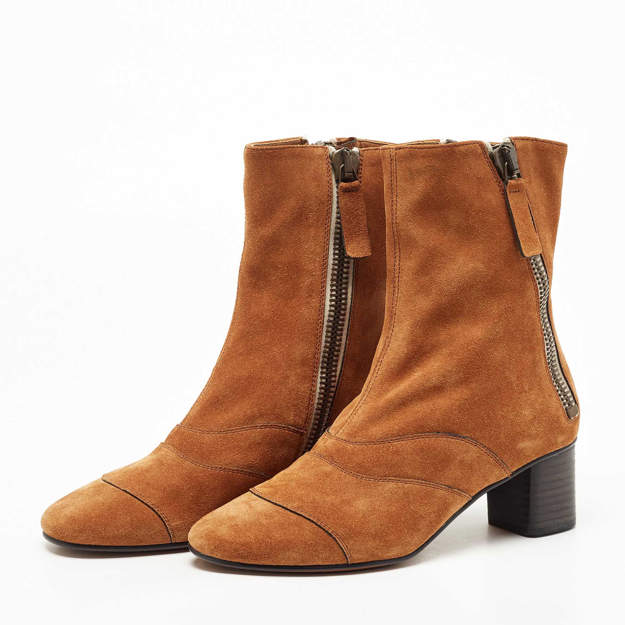 

Chloe Brown Suede Ankle Length Booties Size