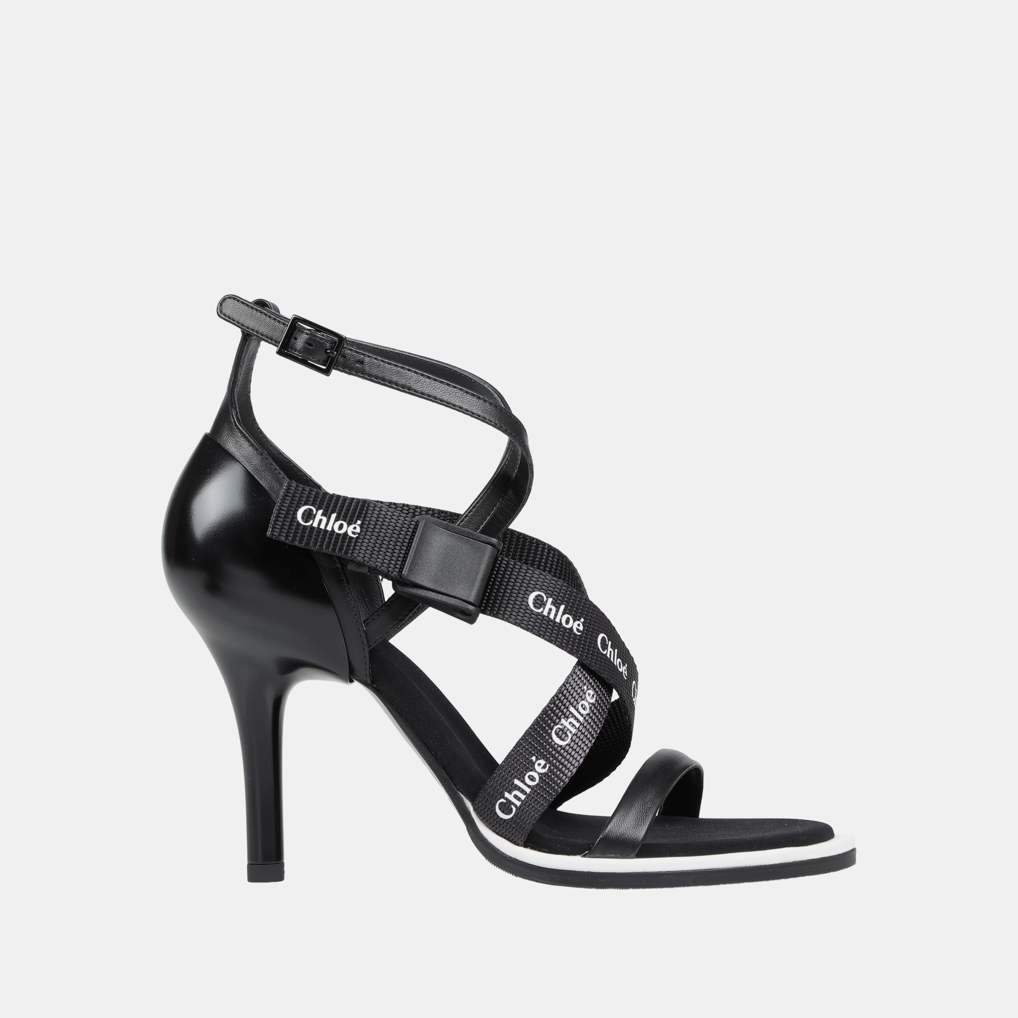 Pre-owned Chloé Leather Ankle Strap Sandals 36 In Black