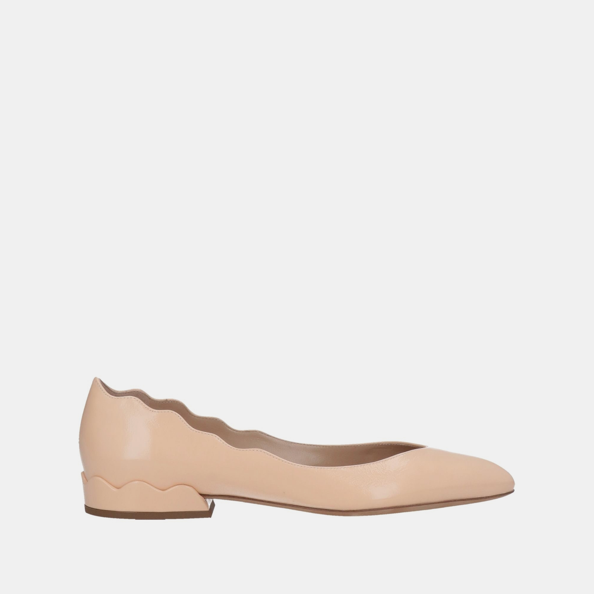 Pre-owned Chloé Peach Pink Patent Leather Ballet Flats 39
