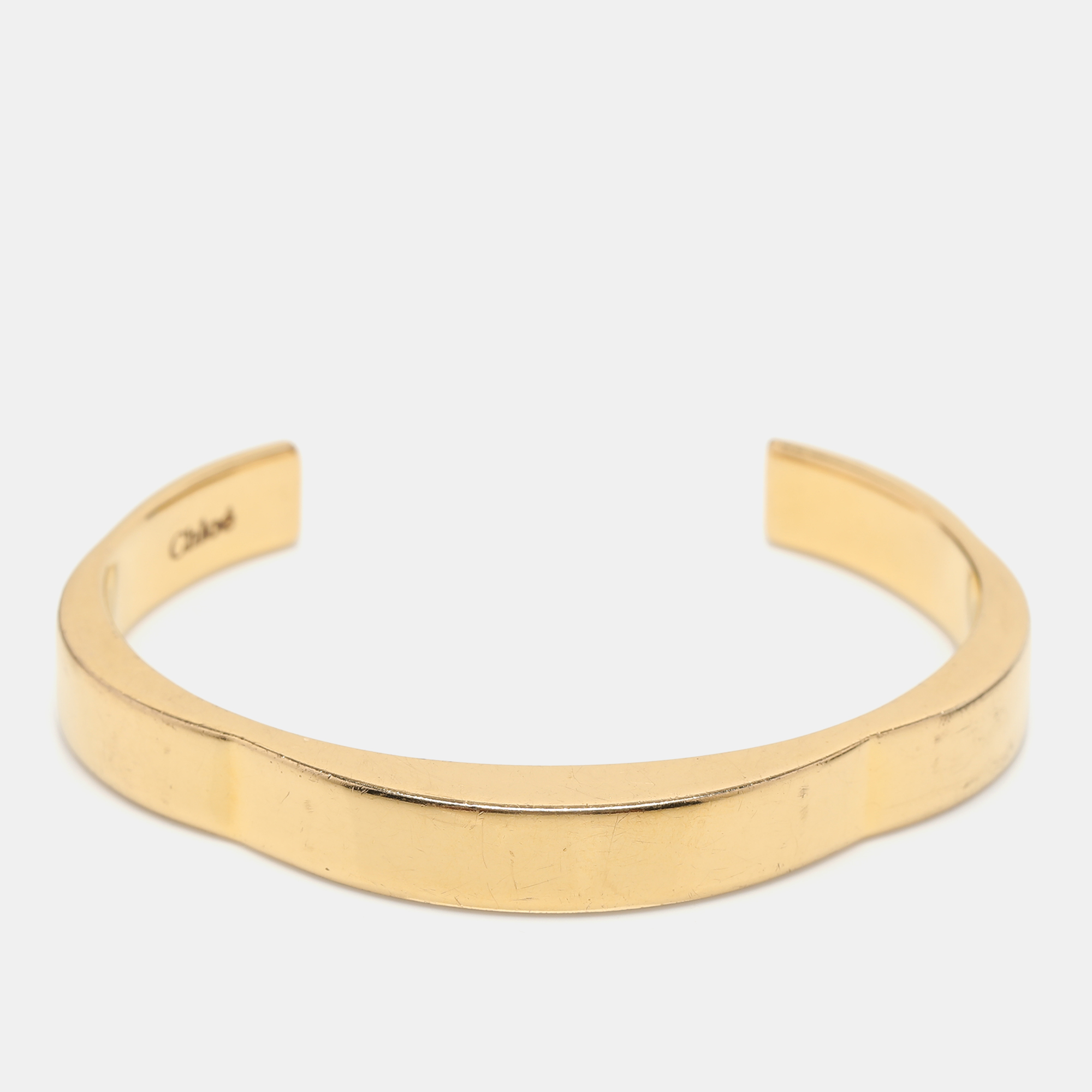 Pre-owned Chloé Gold Tone Open Cuff Bracelet