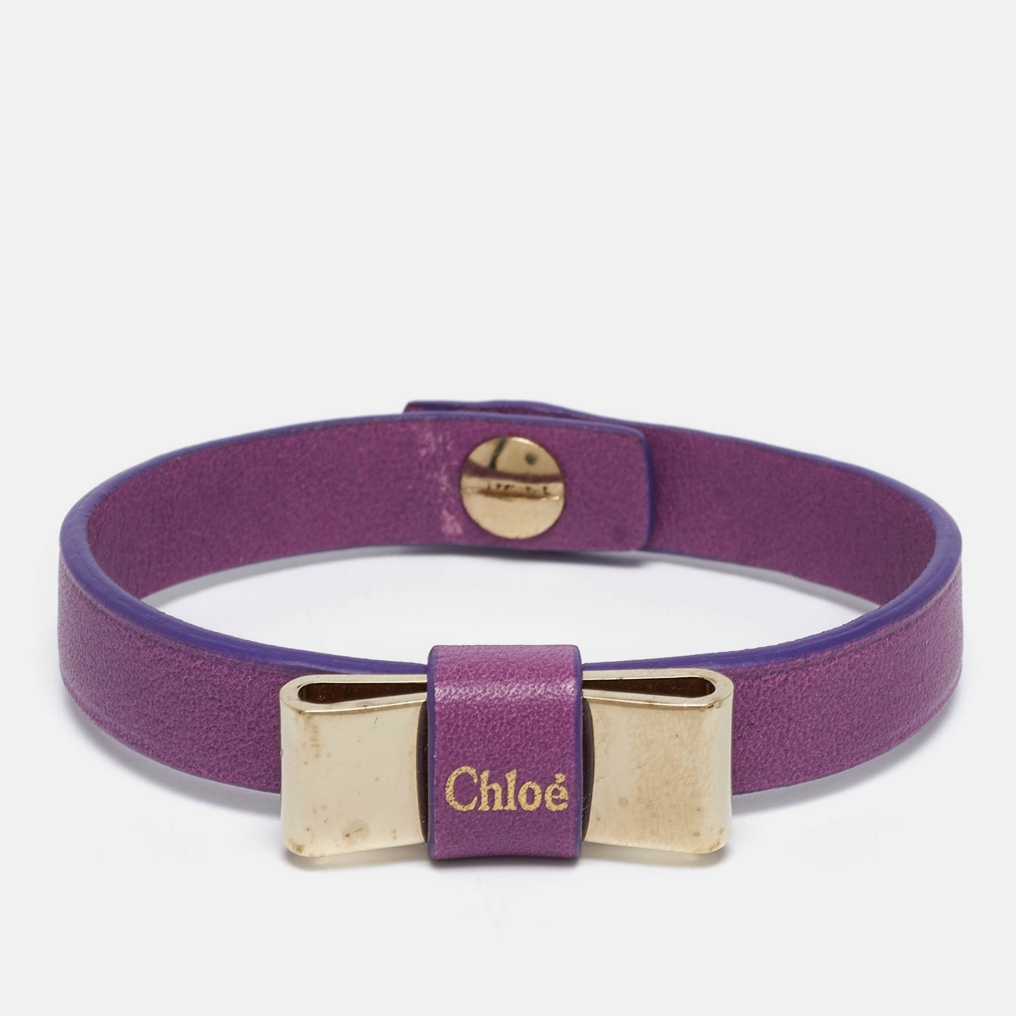 

Chloe Bow Leather Gold Tone Bracelet