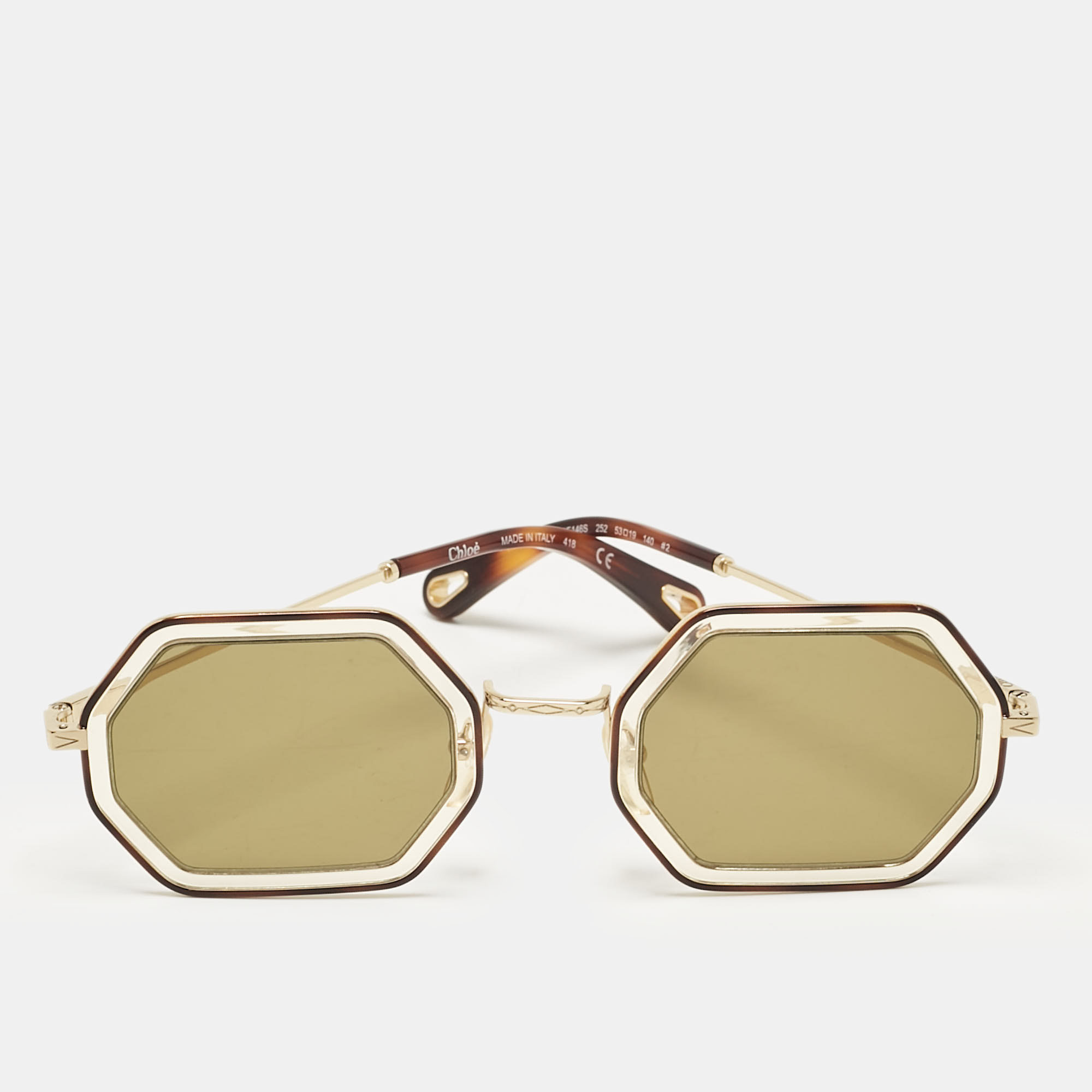 

Chloe Gold Tone/Green CE146S Tally Geometric Sunglasses