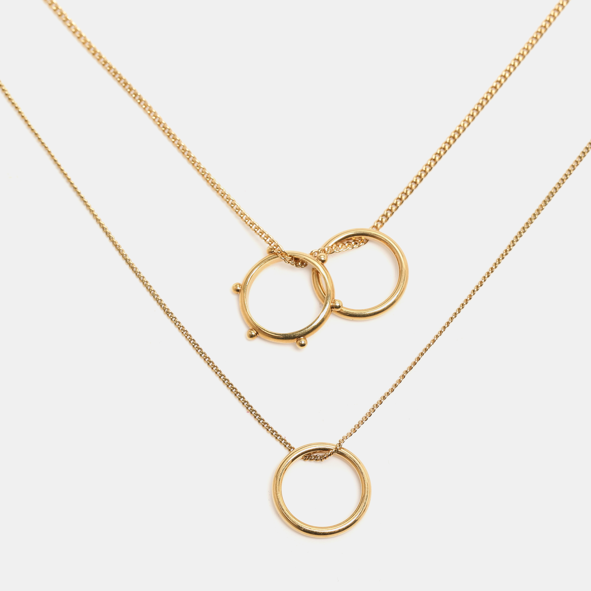 

Chloé Gold Tone Metal Double Strand Ring Necklace