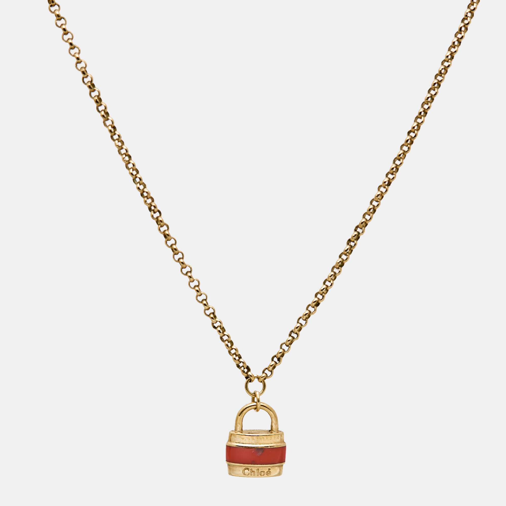 

Chloé Bag Enamel Gold Tone Necklace