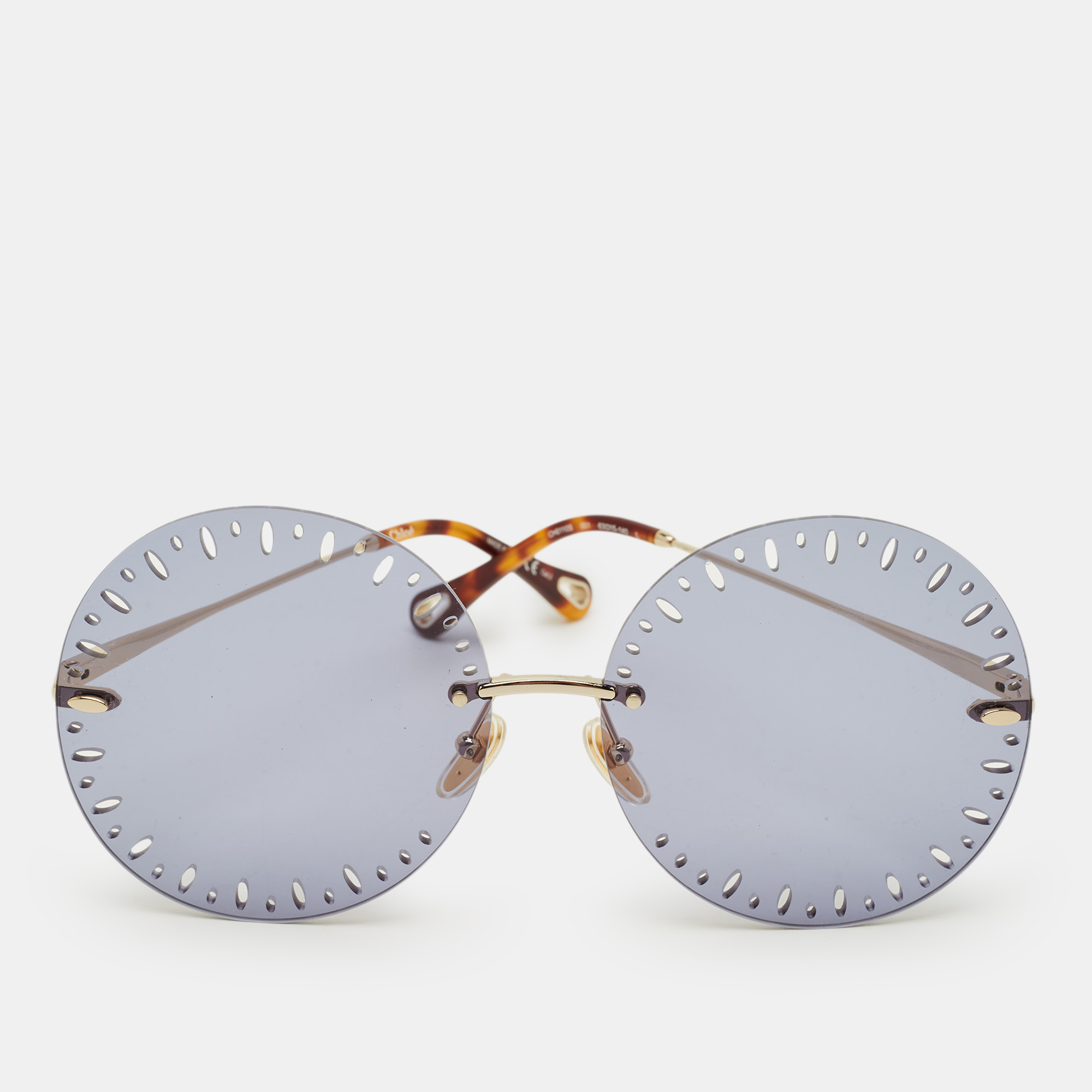 

Chloe Gold/Light Blue Gradient CHO11OS 001 Round Sunglasses