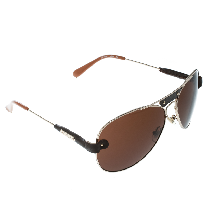 chloe aviator sunglasses with leather trim