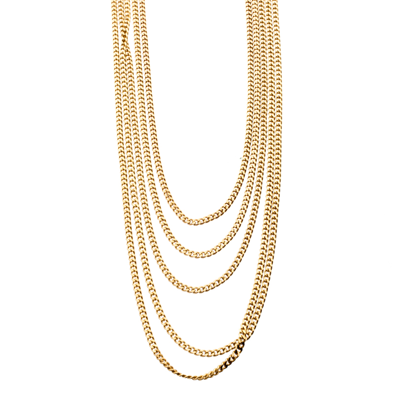 

Chloe Gold Tone Layered Chain and Hinge Choker Necklace