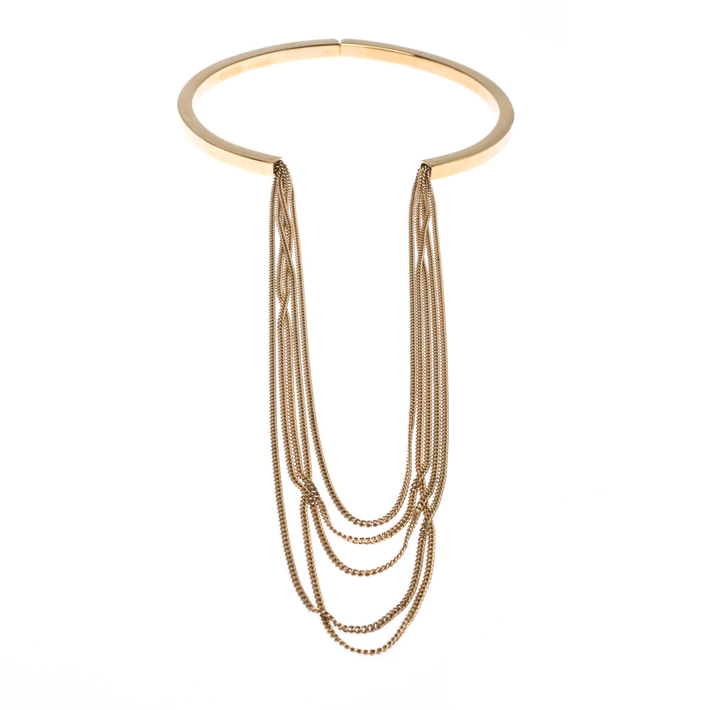 

Chloe Layered Chain Gold Tone Hinged Statement Necklace