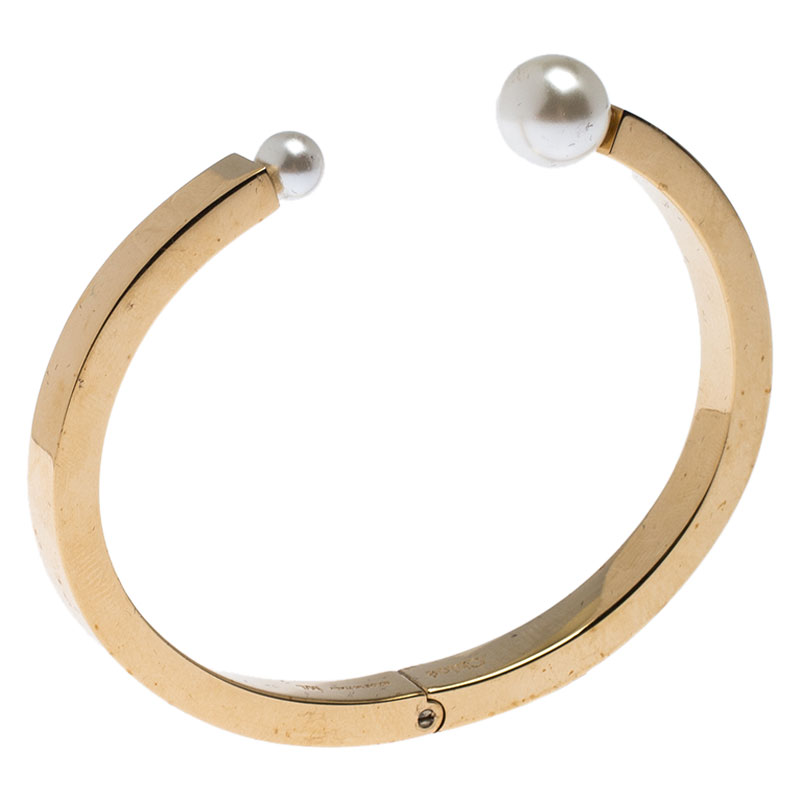 

Chloe Gold Tone Darcey Faux Pearl Open Cuff Bracelet