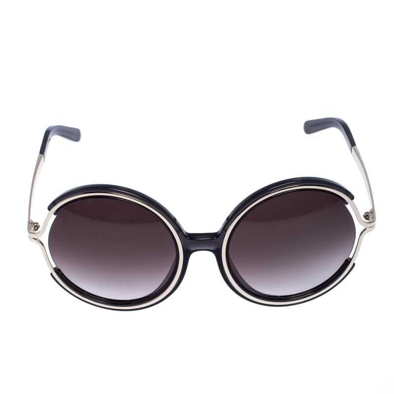 

Chloe Silver/Grey Jayme Round Sunglasses, Black