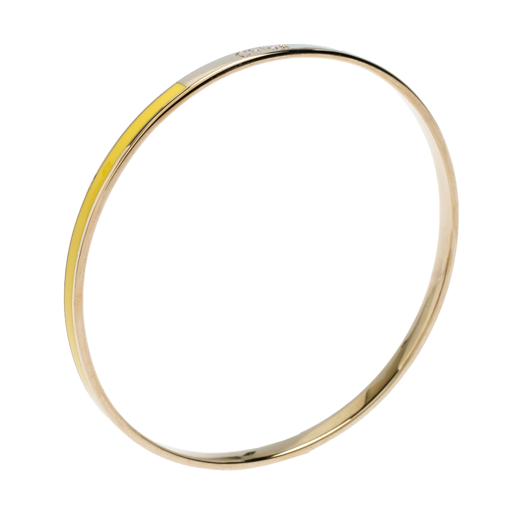 

Chloe Yellow Enamel Gold Tone Narrow Bangle Bracelet