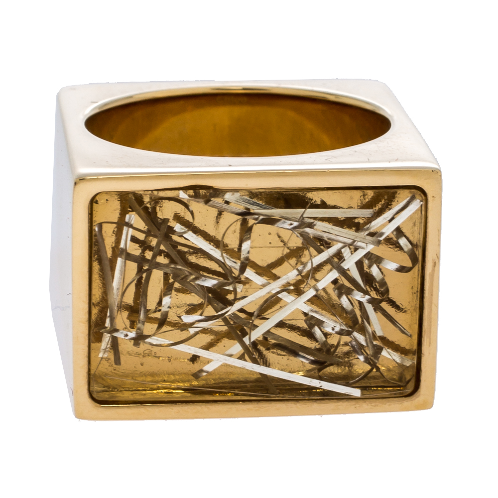 

Chloe Bettina Gold Tone Resin Cocktail Ring Size Eu 56