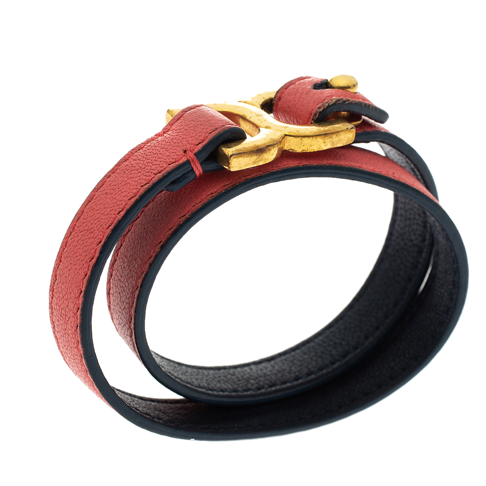 

Chloe Coral Leather Double Wrap Bracelet, Red