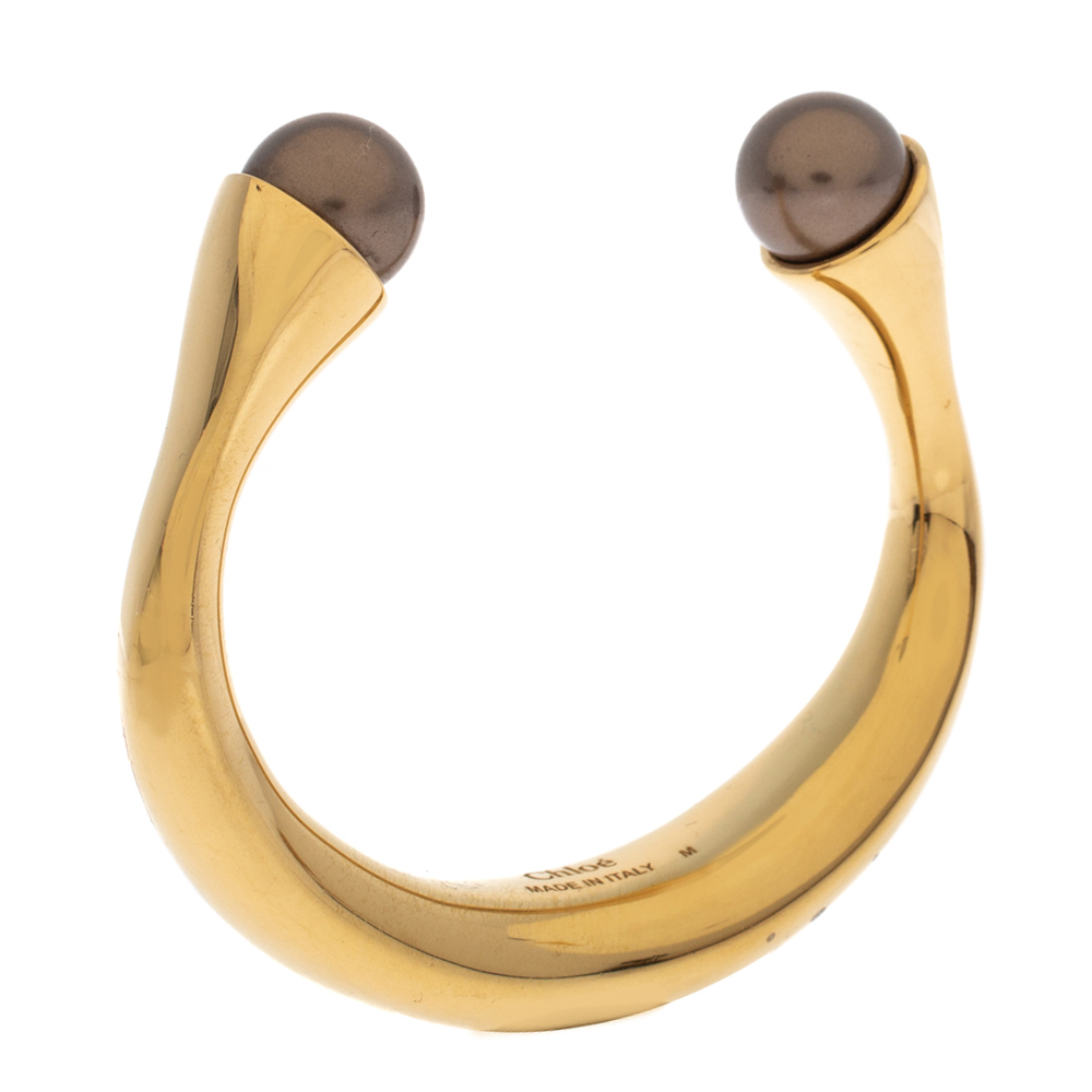 

Chloe Darcey Swarovski Pearls Gold Tone Open Cuff Bracelet