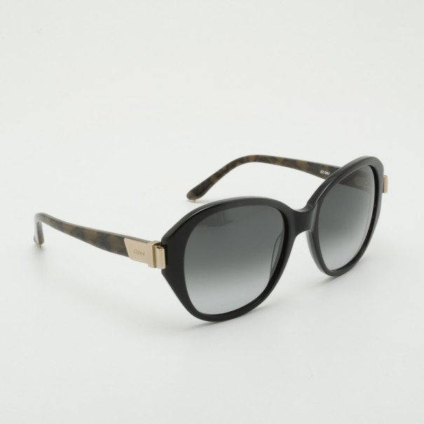 Chloe Black Oval Plastic Sunglasses
