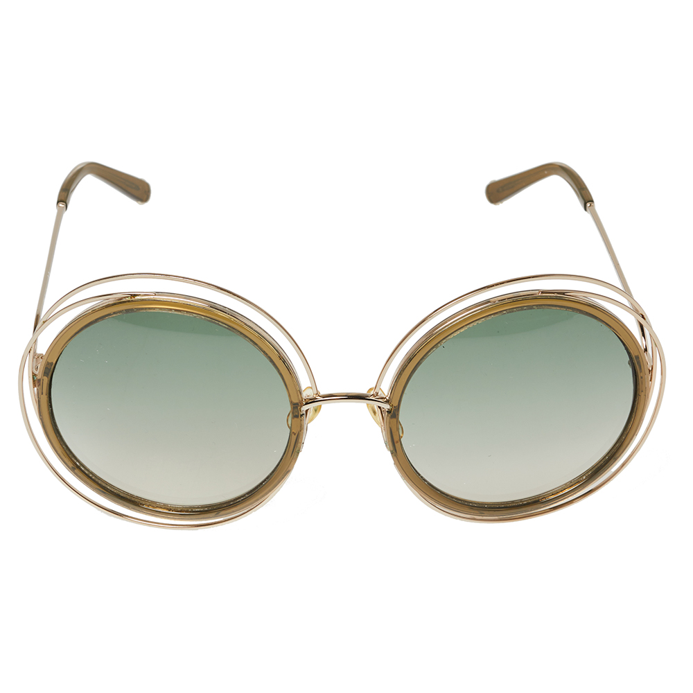 

Chloé Gold & Khaki / Green Gradient CE 120/S Carlina Round Sunglasses