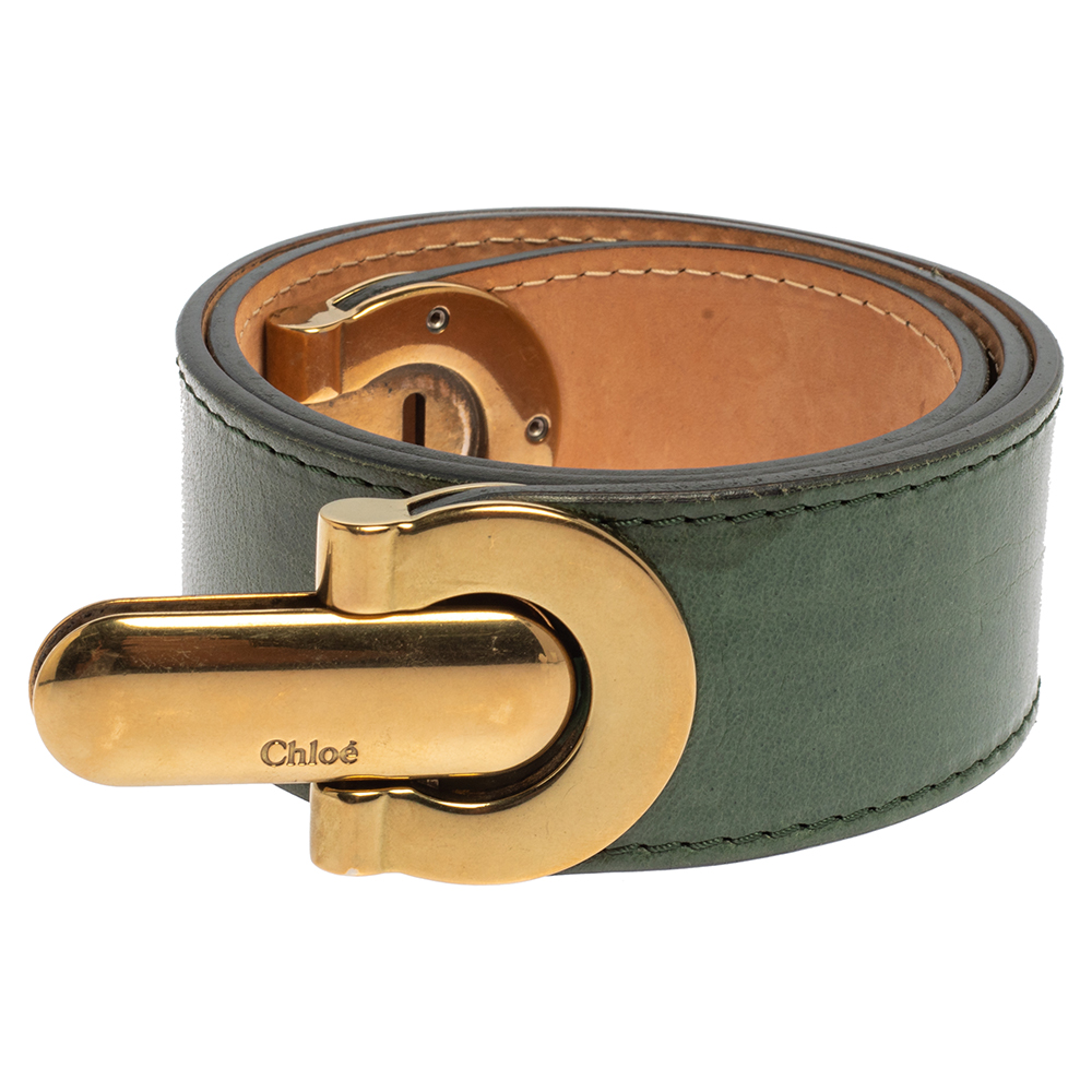 

Chloé Green Leather Buckle Waist Belt