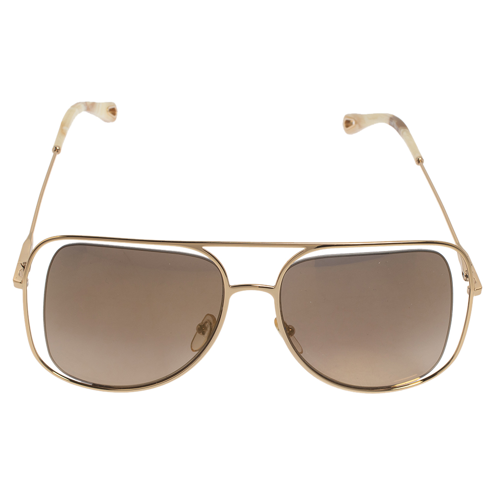 

Chloe Gold/Brown CE130S Mirrored Aviator Sunglasses