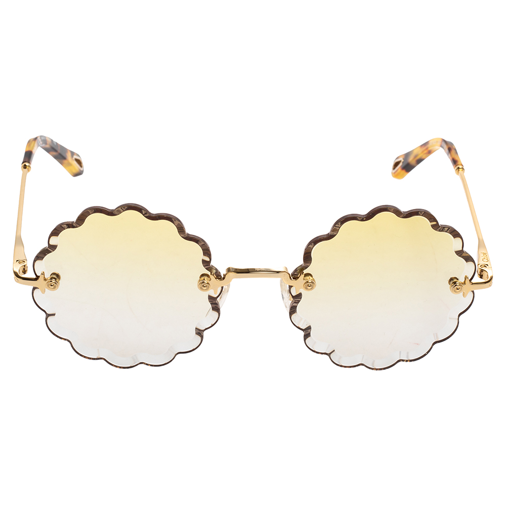 

Chloe Yellow Acetate CE142S Scallop Round Gradient Sunglasses