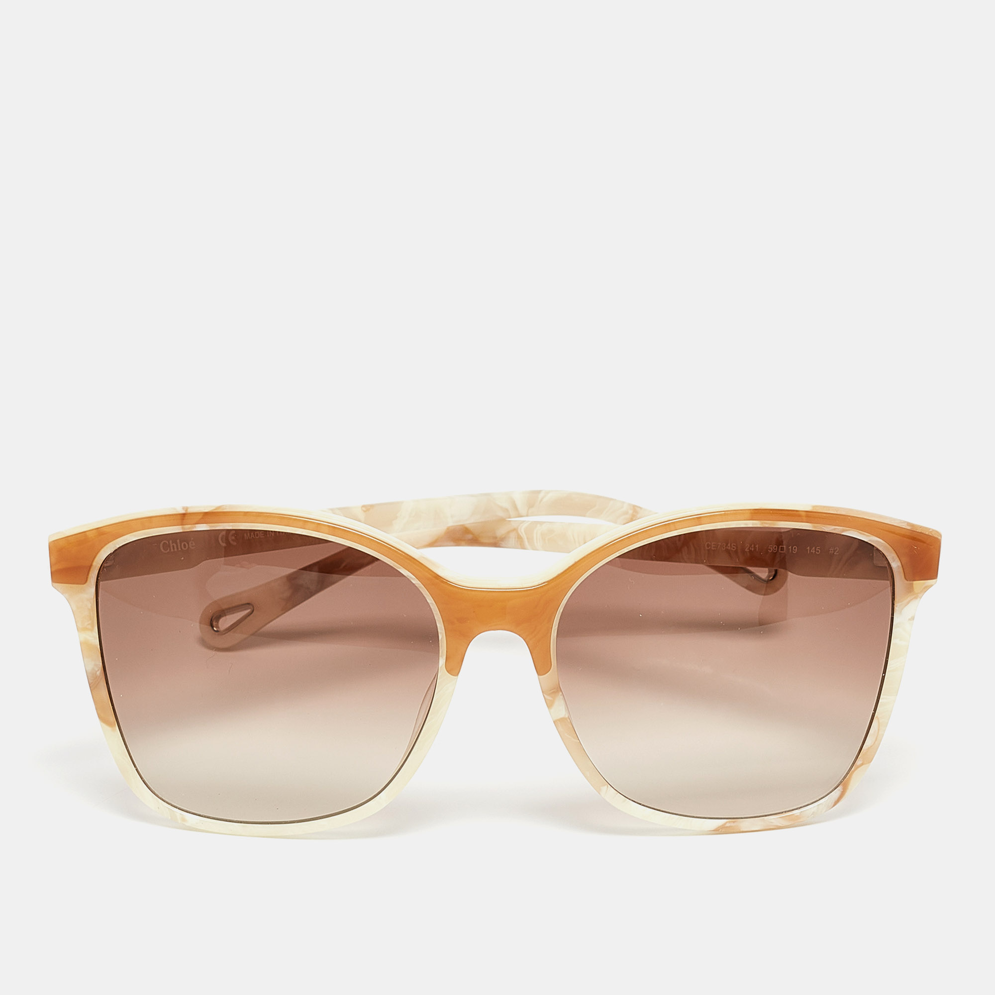 Pre-owned Chloé Brown Marble Gradient Ce734s Square Sunglasses