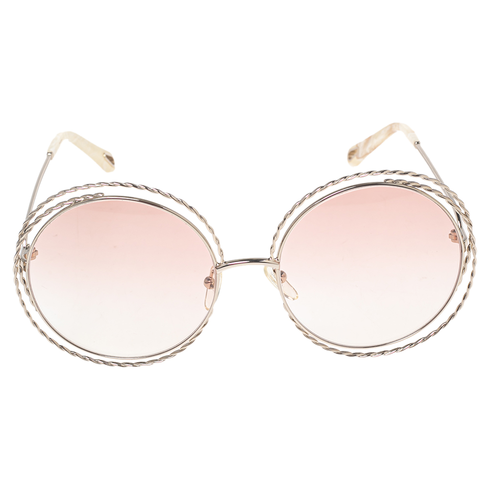 

Chloe Gold/Beige CE114ST Carlina Oversized Round Gradient Sunglasses