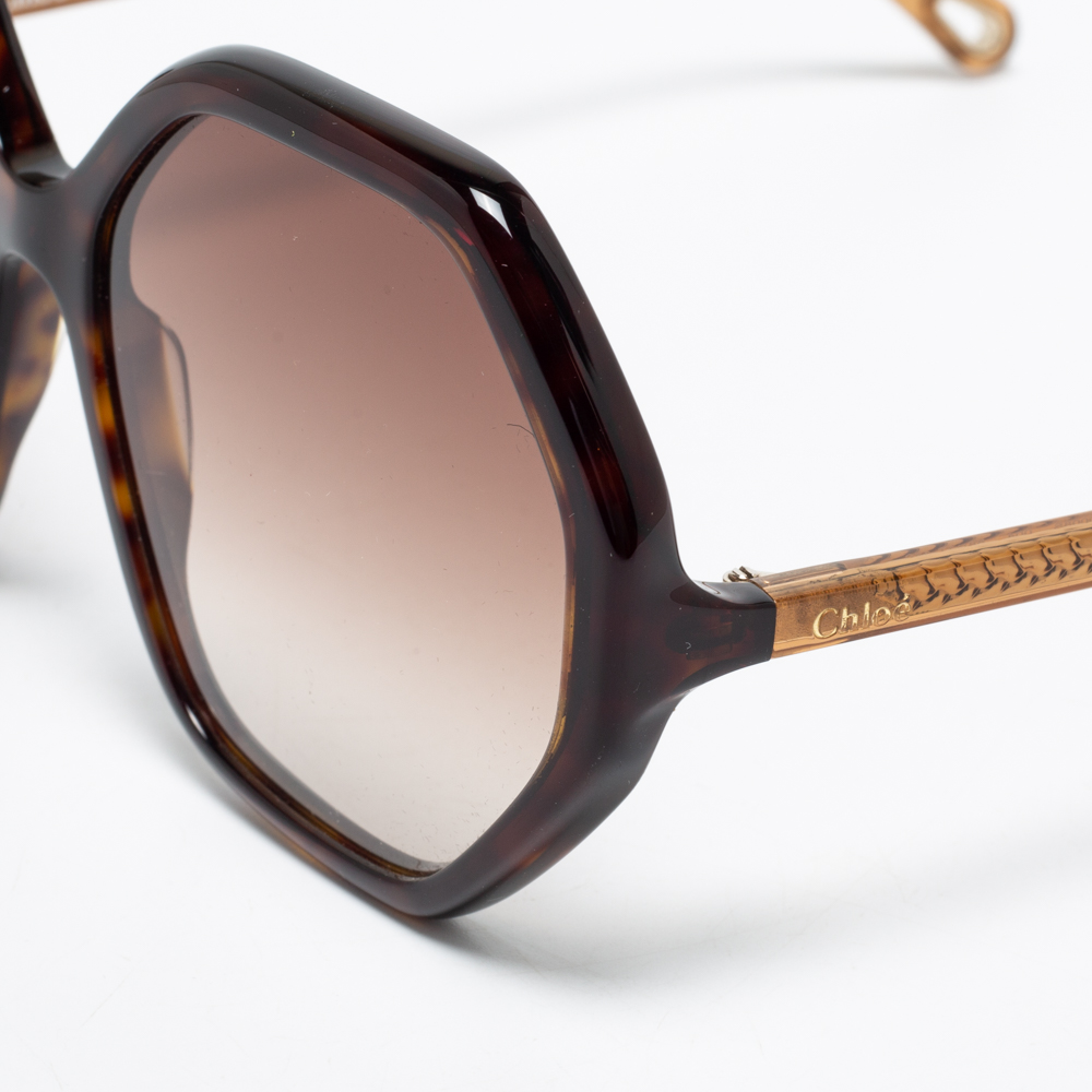 

Chloé Dark Havana/Brown Gradient CH0008S Esther Hexagonal Sunglasses