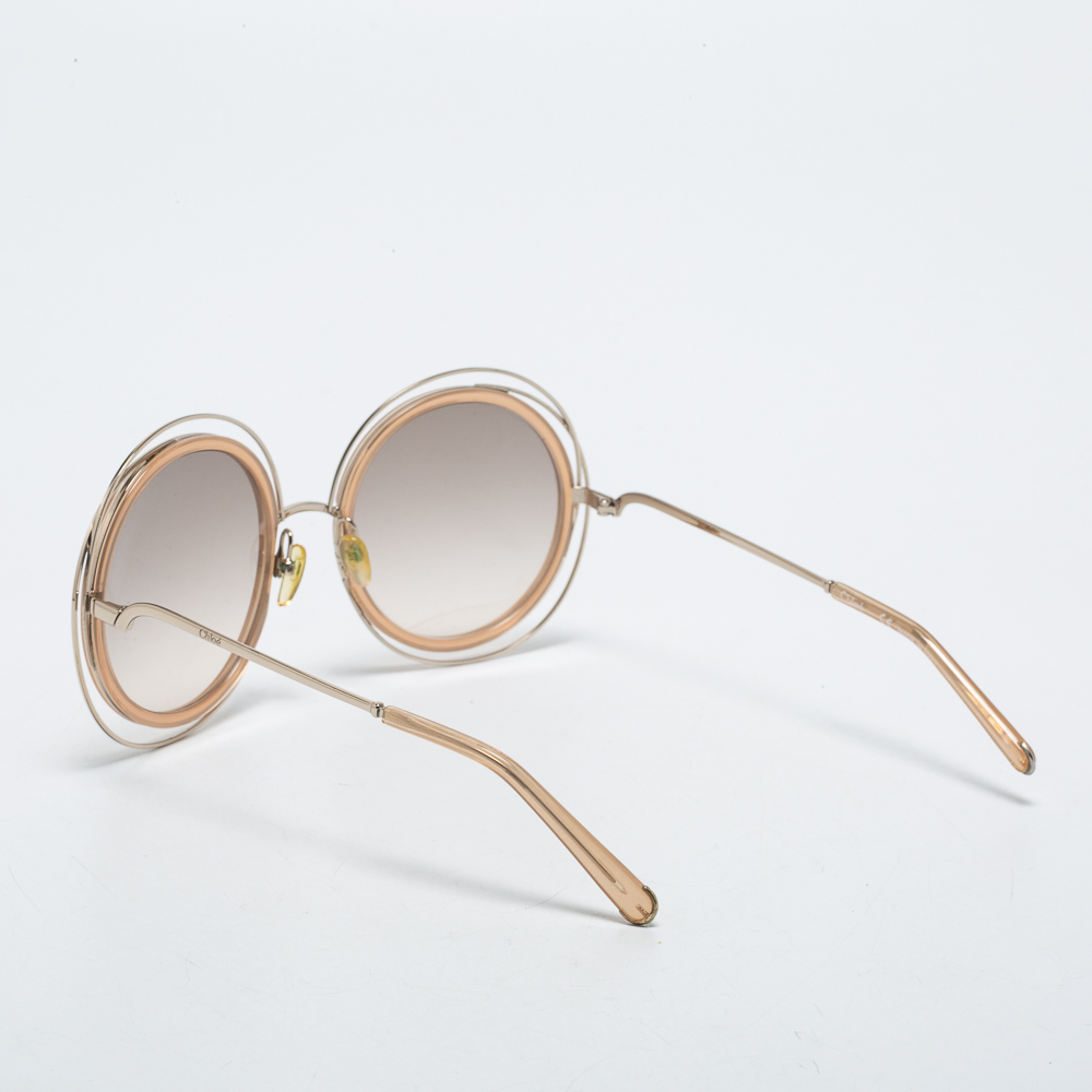 

Chloé Silver Tone/ Brown Gradient Carlina Round Sunglasses