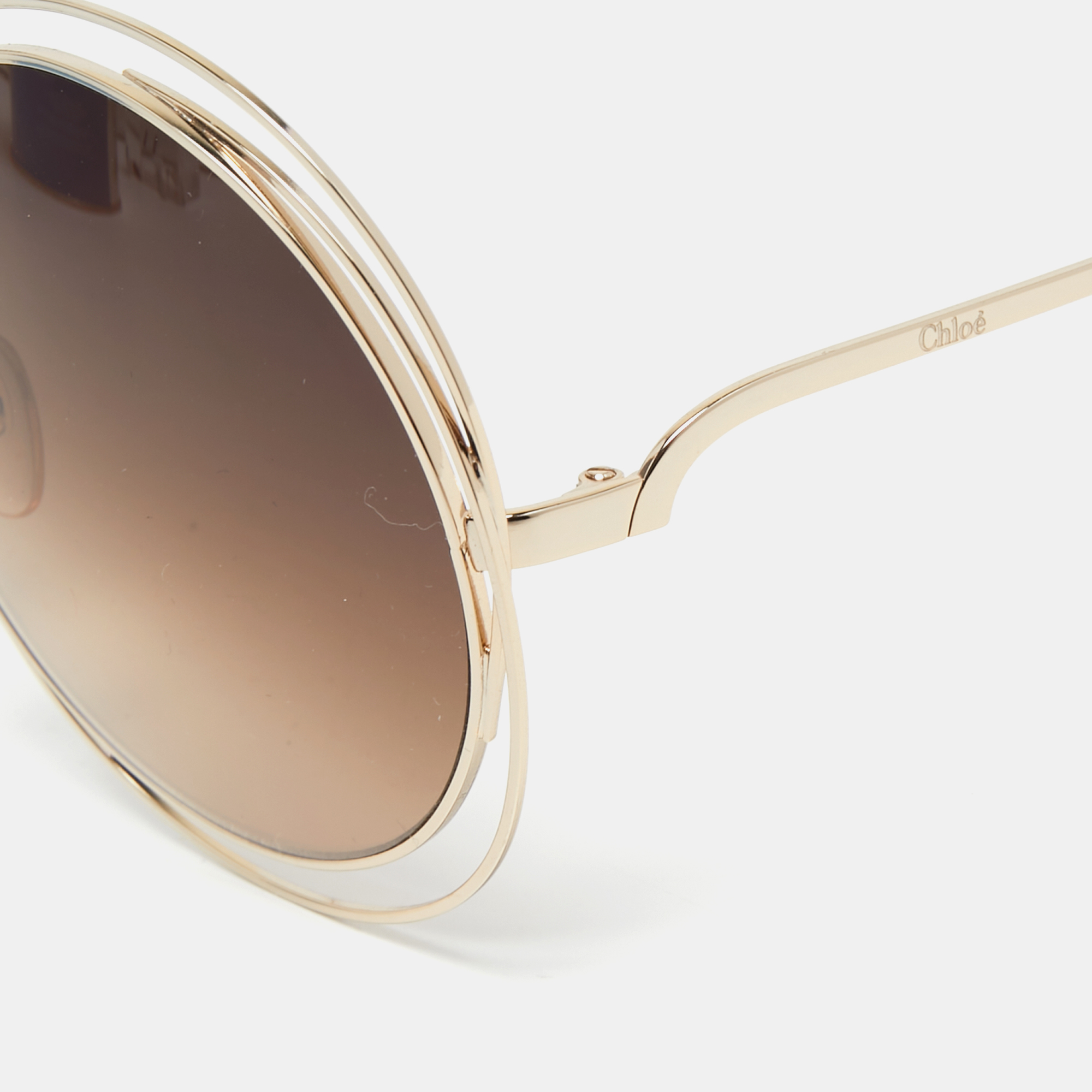 

Chloé Gold Tone/ Brown Gradient Carlina Round Sunglasses
