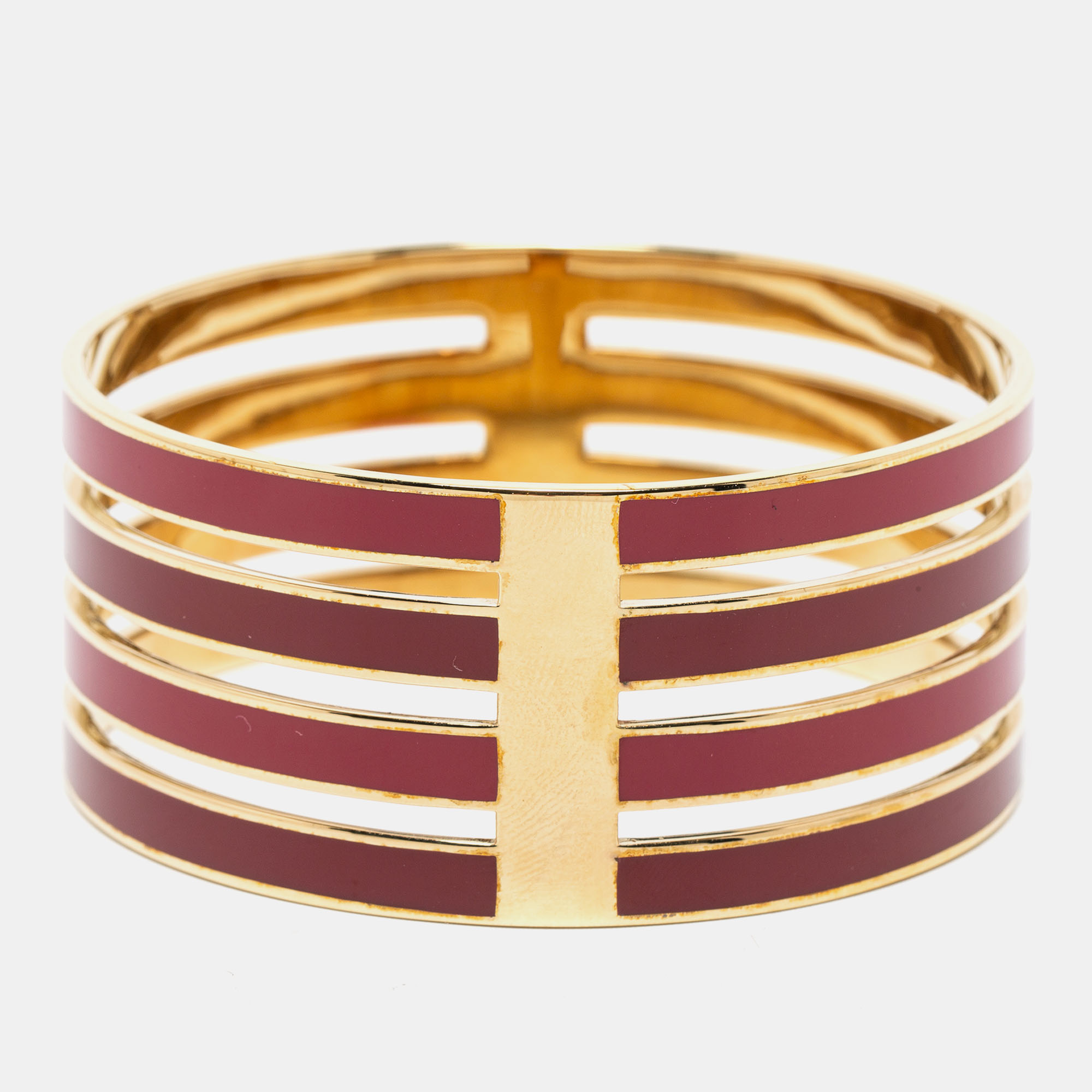 

Chloè Gold Tone Peony Red Lacquered Wide Holly Bracelet