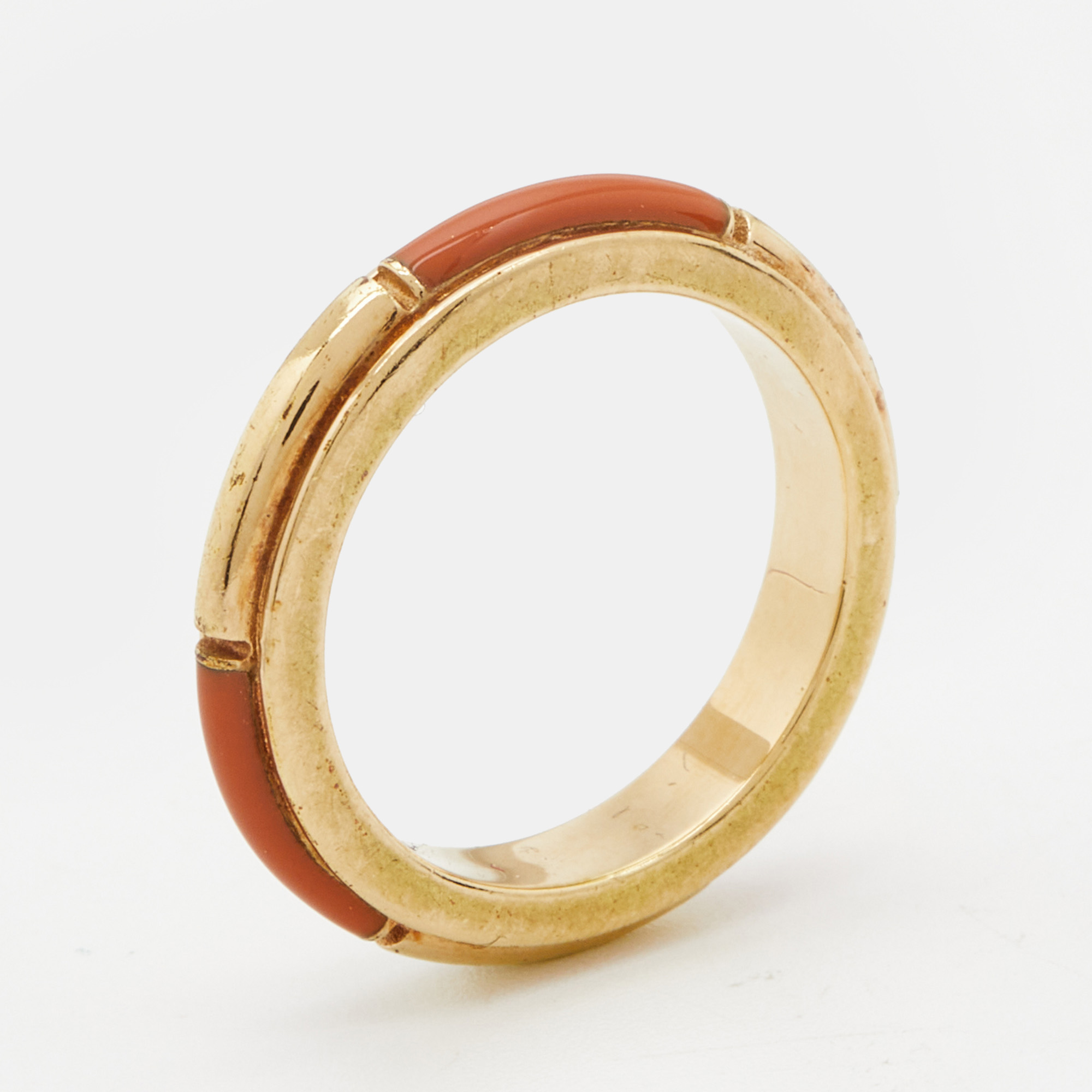Pre-owned Chloé Enamel Gold Band Ring Size 52