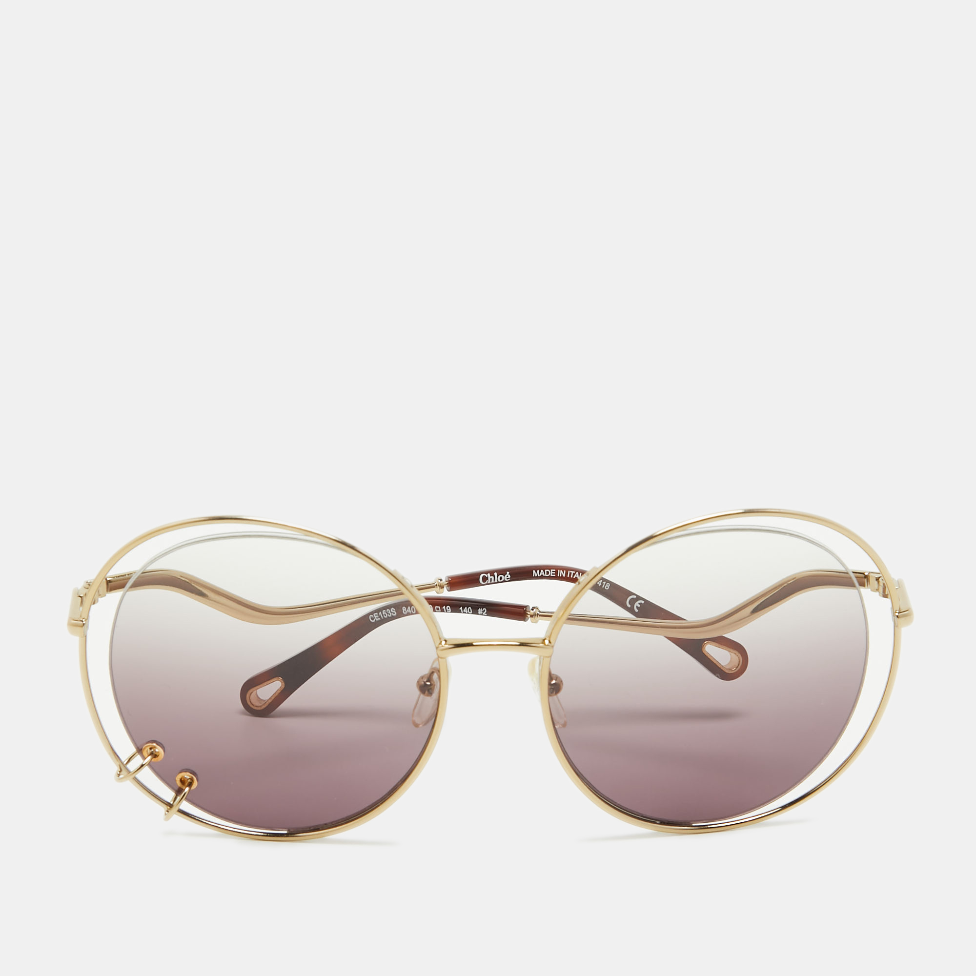 Pre-owned Chloé Brown/gold Gradient Ce153s Round Sunglasses