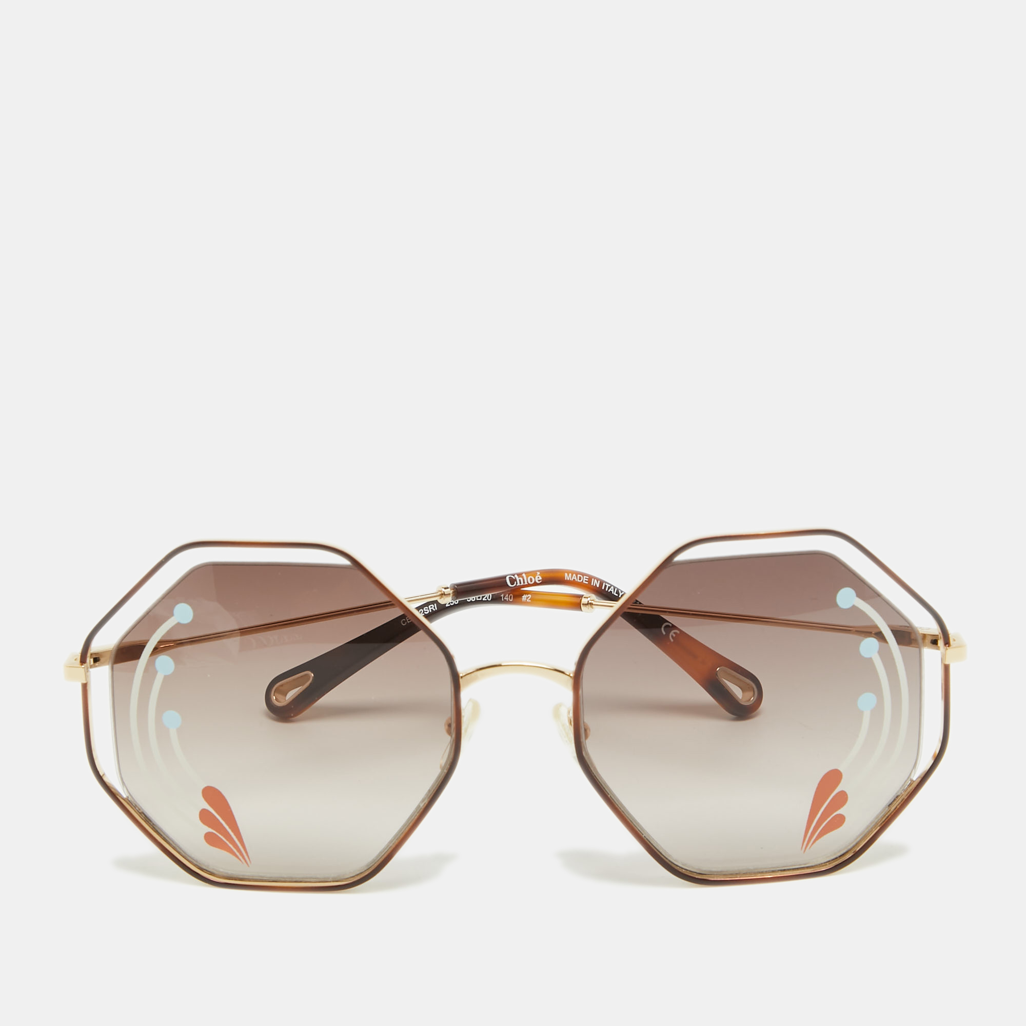 Pre-owned Chloé Brown/gold Gradient Ce132sri Poppy Geometric Sunglasses